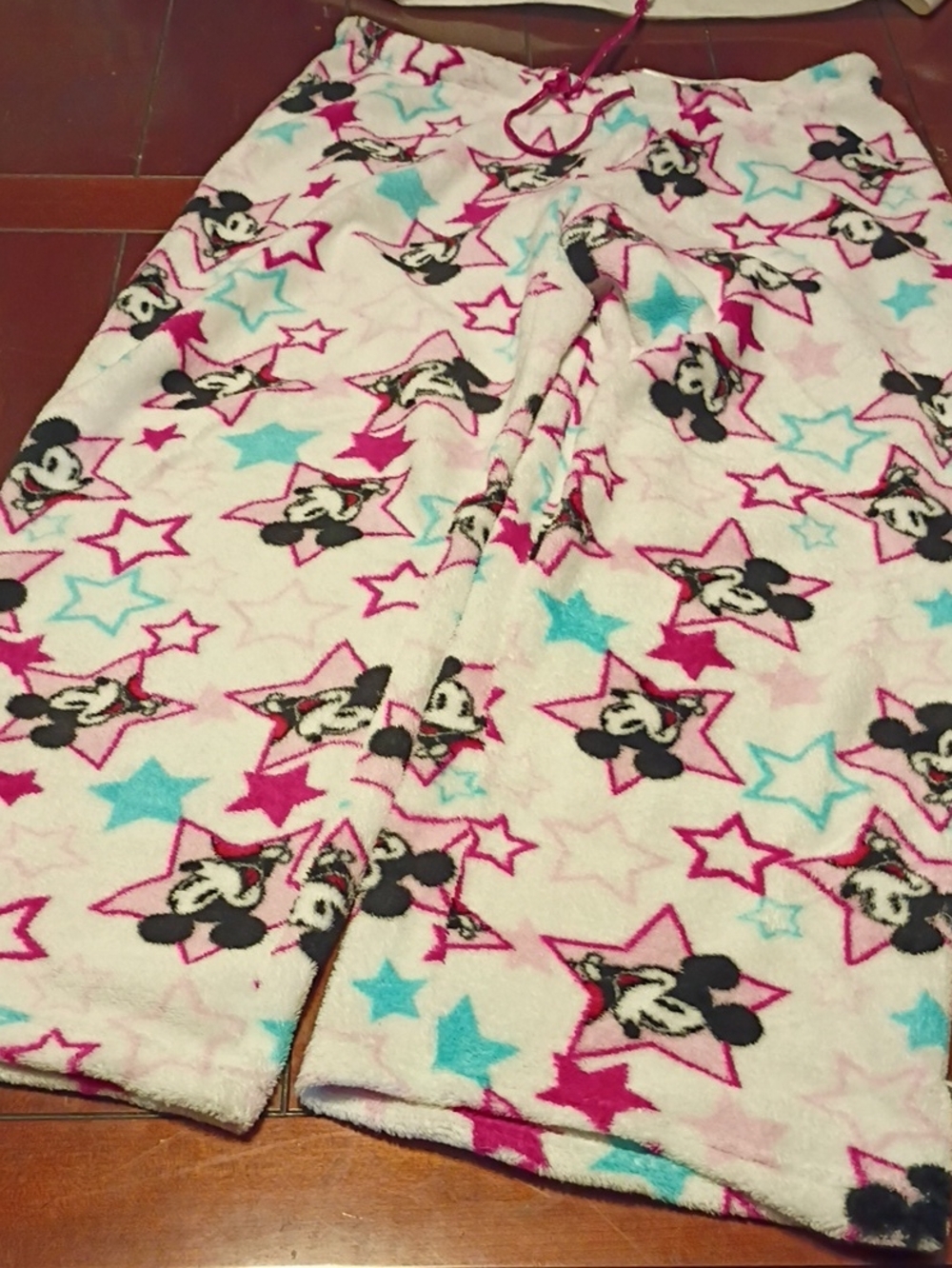 Disney Pink Minnie Mouse Star Fleece Pajama Pants Women's Large - Picture 1 of 3
